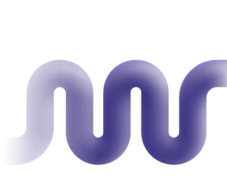 Curved wave lines purple gradient abstract art representing Amplify Authentic Impact