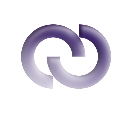 Interlocking chain links purple gradient abstract art representing Align Values & Actions